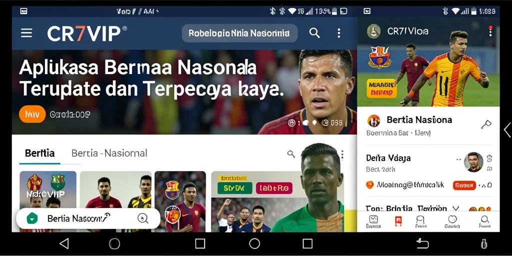 Tampilan antarmuka aplikasi CR7VIP untuk berita nasional yang mudah digunakan.