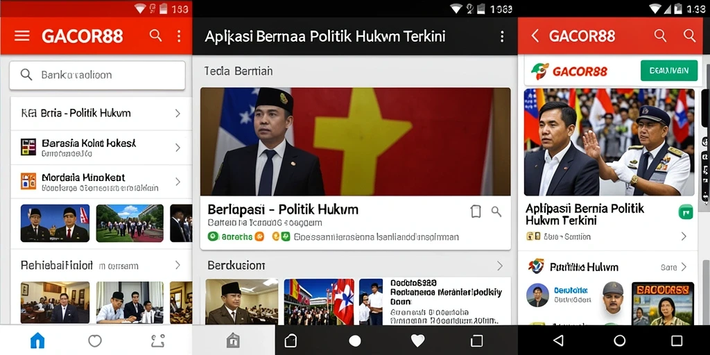 Antarmuka aplikasi GACOR88 menampilkan berita politik dan hukum terbaru.