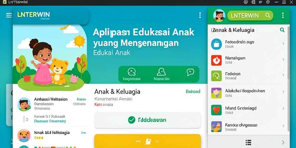 Antarmuka menarik LNTERWIN yang mendukung edukasi anak.