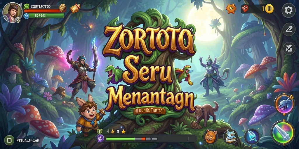 Antarmuka ZORTOTO menampilkan grafis menawan dan petualangan seru.
